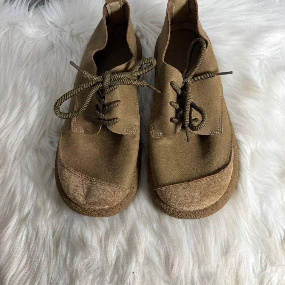 Mens Tan Pebble Grain Leather Wide Toe Box Derby Shoe Lace Up Oxford Brown Sz 45